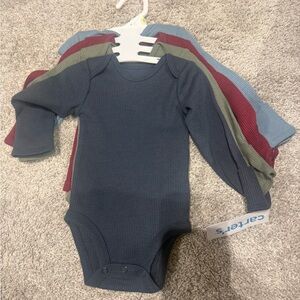 Carter’s 3M Thermal Waffle Knit Long Sleeve Onesies Bundle 4pc NWT Baby
